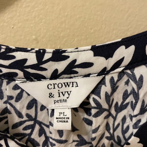 Petite Large Dark Navy and White Blouse - Picture 2 of 5